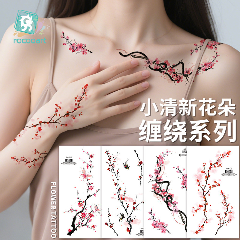 Cross-border New in stock Fresh Flower Tattoo Sticker High-end Sense Instagram Dopamine Bracelet Women's Clavicle Flower Arm Sticker Cross-border New in stock Fresh Flower Tattoo Sticker High-end Sense Instagram Dopamine Bracelet Women's Clavicle Flower Arm Sticker