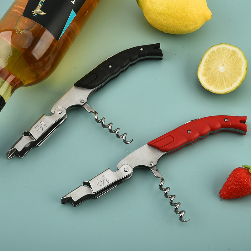 红酒开瓶器葡萄酒起子不锈钢木柄海马酒多功能开瓶器啤酒起瓶器