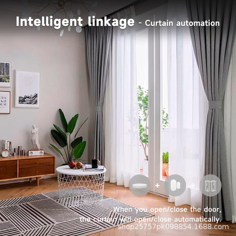 Tuya ZigBee スマート ドアおよび窓磁気センサー携帯電話は、ドアを開けると点灯するリモート アラームを連動させることができます磁気誘導|undefined