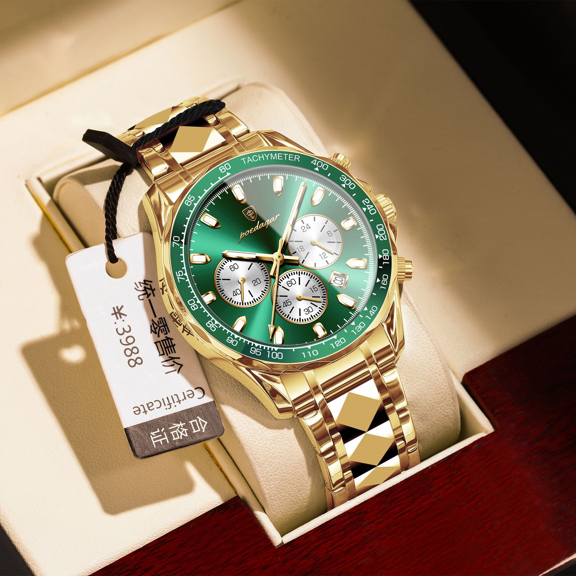 Marca suiza multifuncional reloj de hombre acero correa de cuarzo luminoso reloj de pulsera de comercio exterior en vivo una explosión