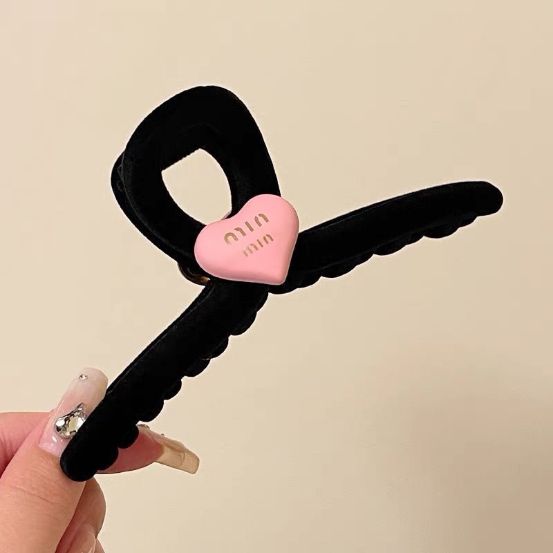 벨벳 블랙 핑크 하트 13cm