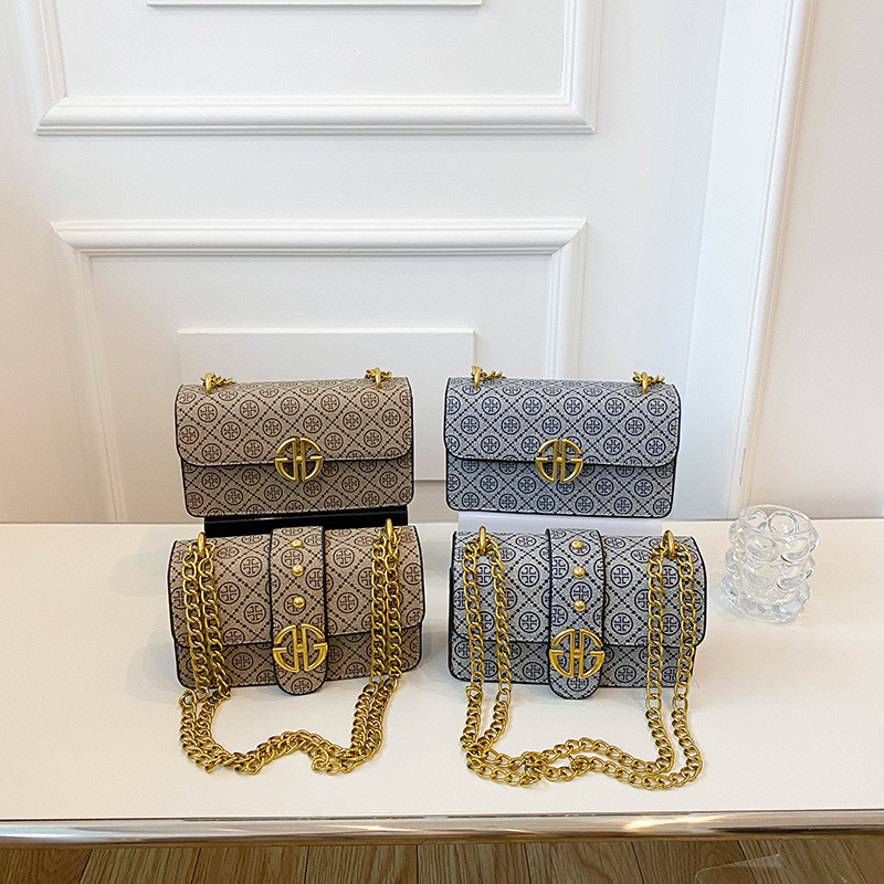 Nuove borse a tracolla alla moda e versatili, borsa quadrata piccola stampata, semplice borsa a tracolla con catena_voghion.com