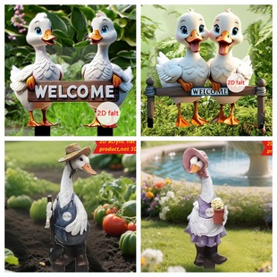 Cross-Border Cute Cartoon Duck 2D Acrylic Outdoor Garden Courtyard Balcony Layout Landscaping Decoration