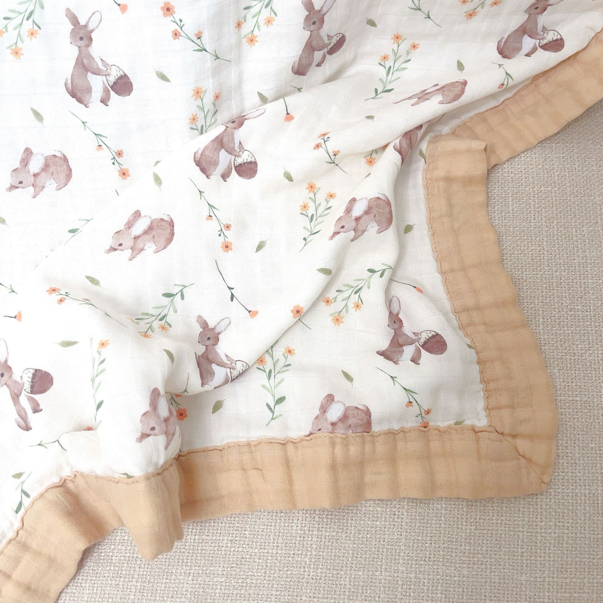 토끼 꽃다발 (6겹 거즈 120*120cm)