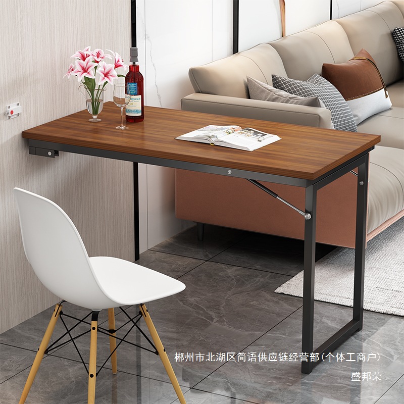 Fábrica directa de madera sólida contra la pared mesas plegables mesas de comedor pequeñas hogares simple consola de cocina retráctil invisible image 2