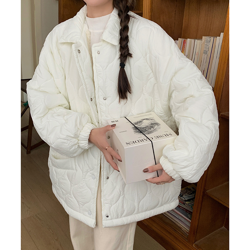 多巴胺彩色菱格棉服女新款复古外套面包服宽松内底羊羔毛韩版棉衣|undefined