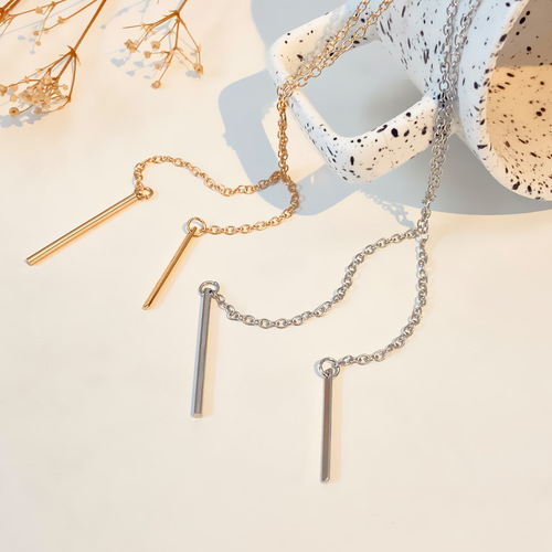 European and American ins style long tassel necklace retro fashion one-word chain pendant sweater chain simple necklace wholesale