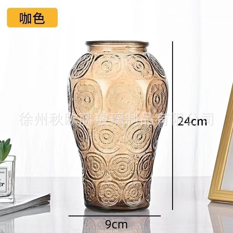 Jarrón de vidrio de barril cónico, estilo nórdico, simple, grande, jarrón transparente, arreglo floral, decoración de escritorio de alta gama, sala de estar