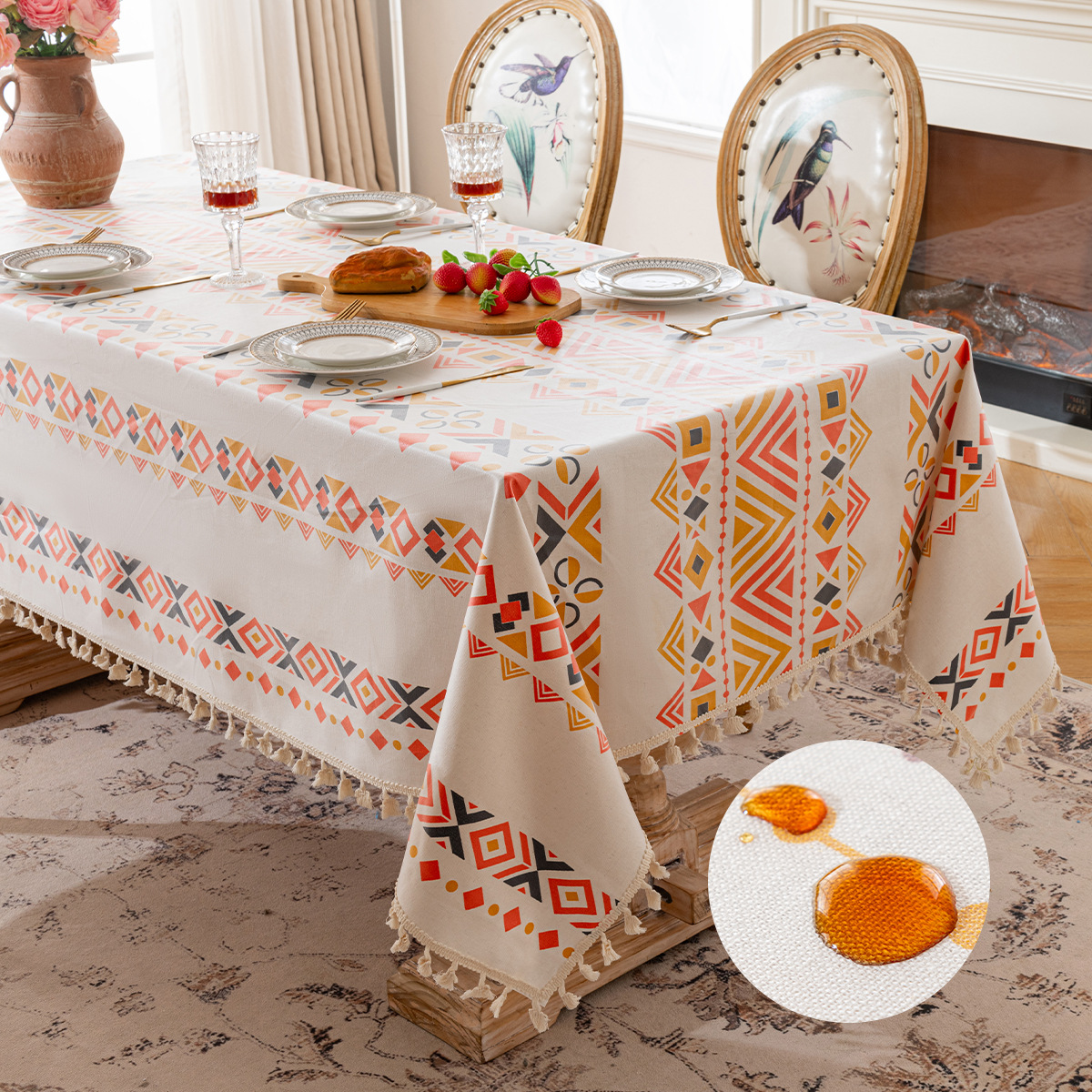 Mantel de estilo bohemio Mantel de mesa impermeable y resistente al aceite