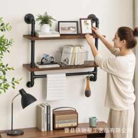 木质复古客厅壁挂墙上置物架书架美式墙体墙壁墙面置物架