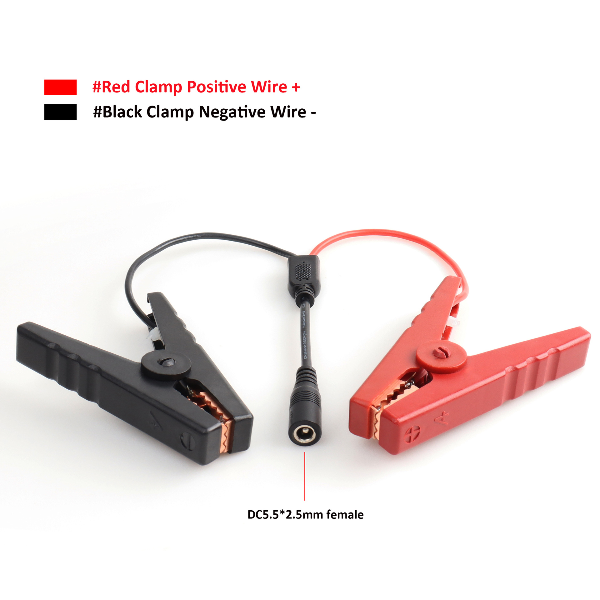 厂家定制DC5525母头对10A大鳄鱼夹硅胶连接线电池组供电充电线