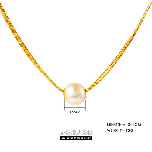 Double-layer stacked pearl titanium steel necklace, fashionable and elegant, versatile clavicle chain for women with elegant niche design.