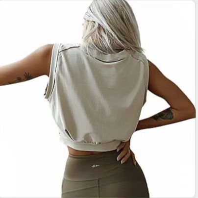 Summer Amazon Lady Fashion Solid Color Short Sleeve Round Neck Tank Top