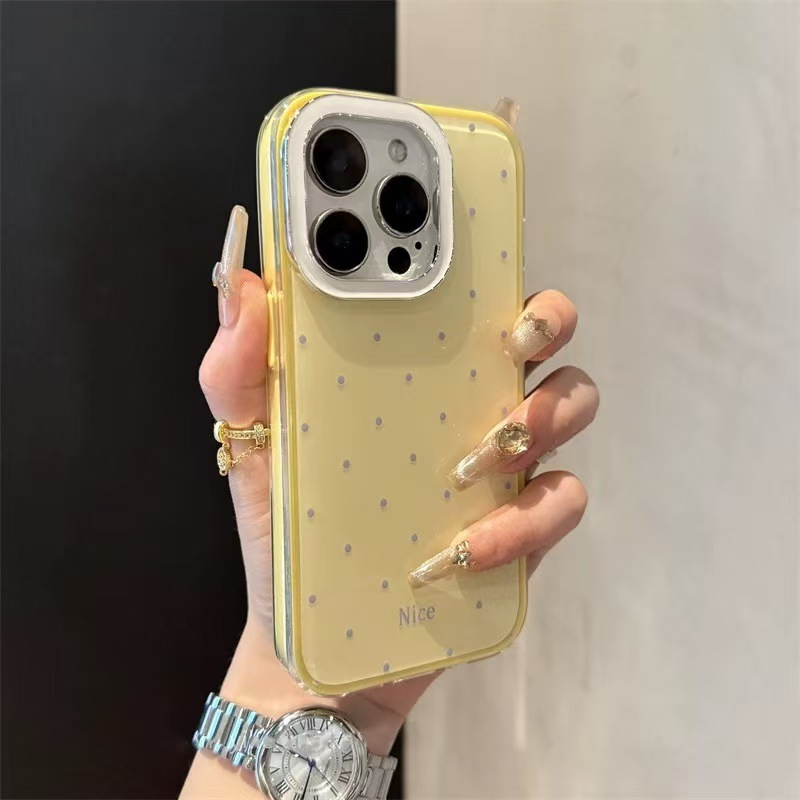 Pequeño, fresco, simple, color sólido, lunares, para iPhone16ProMax, funda para teléfono móvil 14 Apple 15 femenino 13 nuevo 16