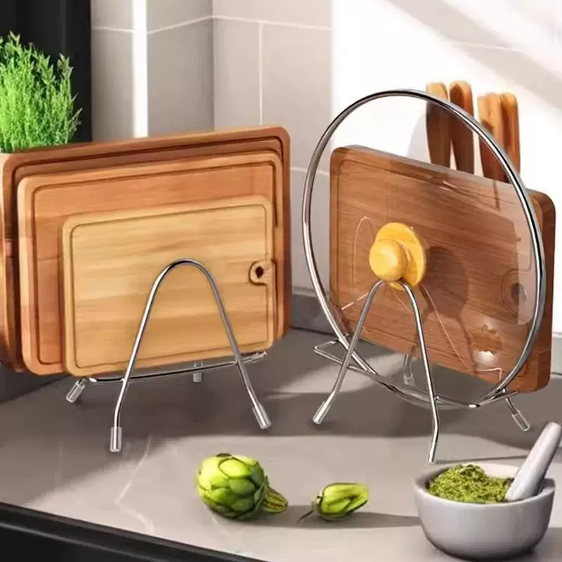 家用加厚加固落地式不锈钢砧板架厨房锅盖架刀架多功能案板置物架