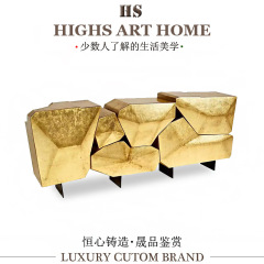 HIGHS轻奢高端艺术实木餐边柜 别墅家用设计师款不规则创意收纳柜