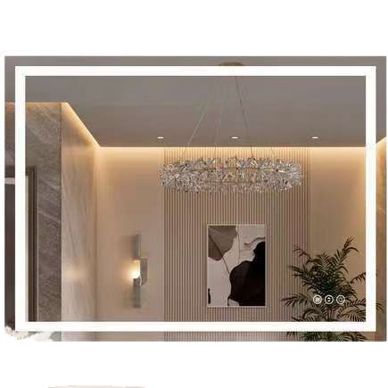 Espejo inteligente LED desfogado espejo de baño personalizado del apartamento del hotel LED gabinete de baño espejo de plata HD espejo cuadrado