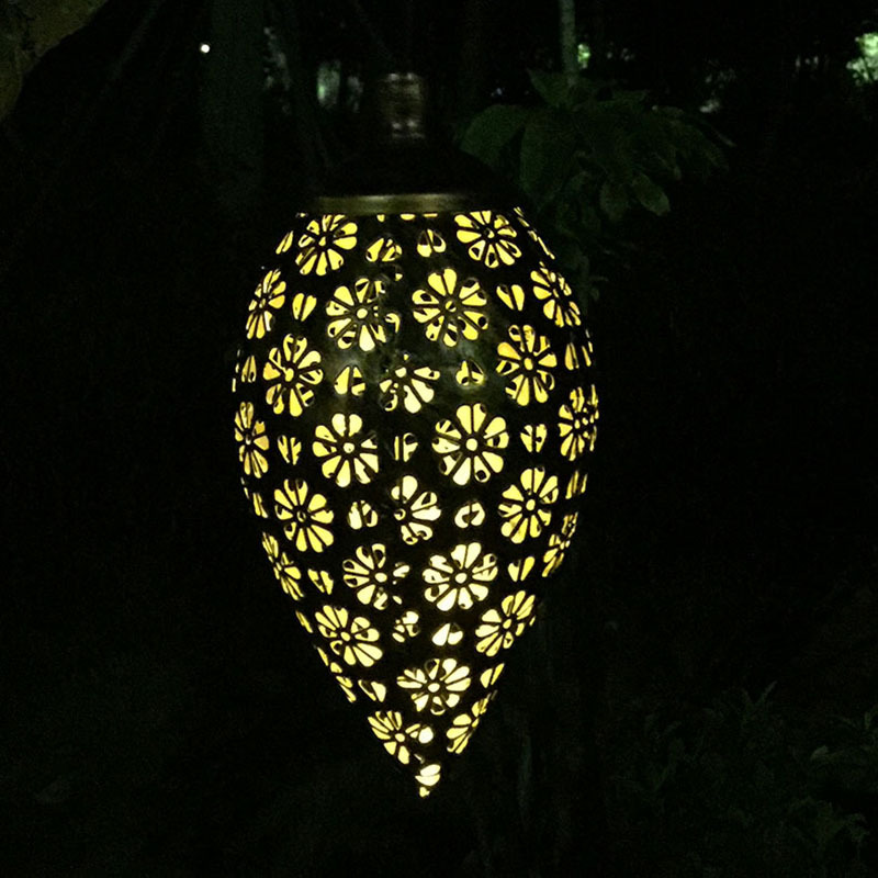 现货 亚马逊LED摩洛哥水滴吊灯户外庭院装饰景观灯镂空铁艺投影灯