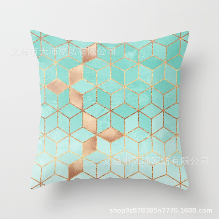 Funda de almohada personalizada con logotipo corporativo, funda de cojín geométrica de Amazon, terciopelo piel de melocotón, cojín para sofá de sala de estar, moderno y minimalista