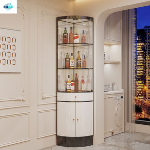 Corner Cabinet Light Luxury Glass Wine Cabinet Triangle Cabinet Living Room Corner Cabinet Fan-Shaped Corner Cabinet Wall Corner Wine Cabinet