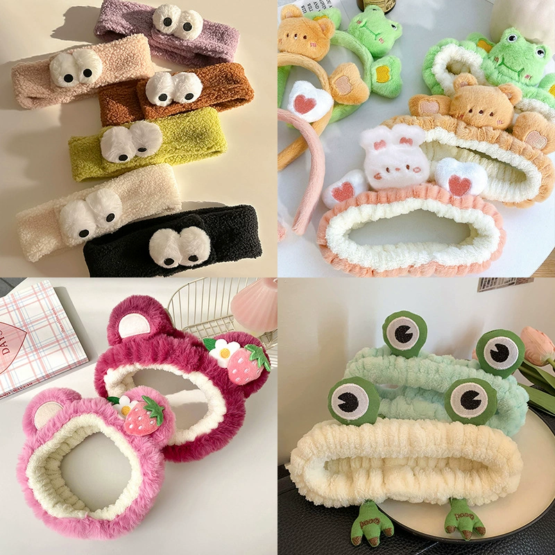 Мультяшная плюшевая клубника, повязка на голову, универсальные милые заколки для умывания лица, аксессуар для волос