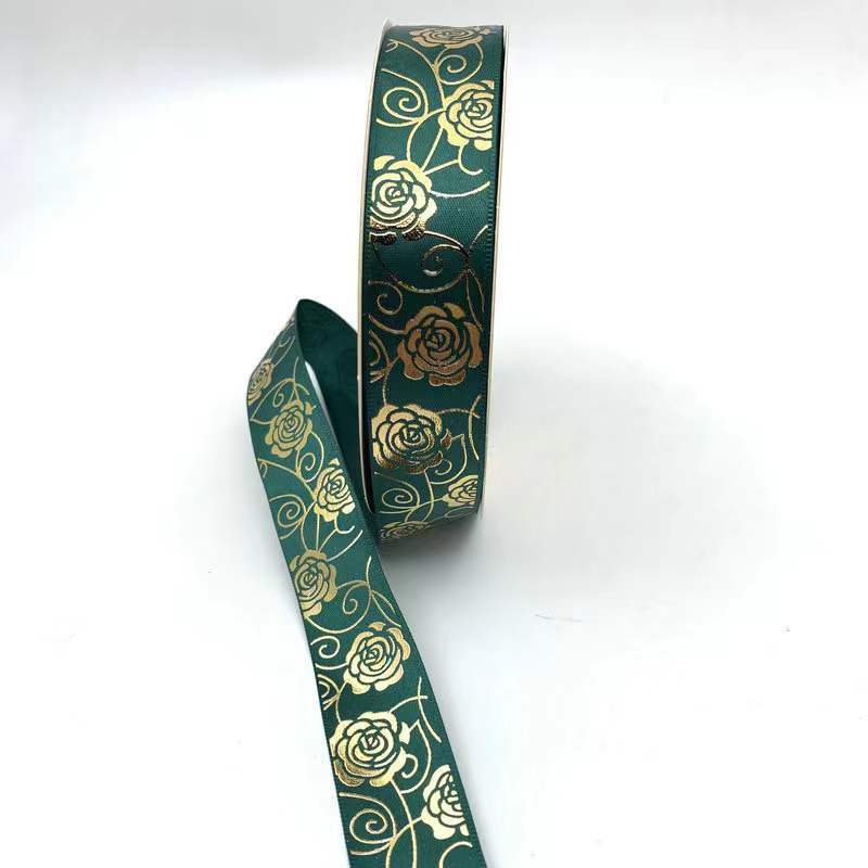3D caliente sólido dorado rosa cinta flor regalo caja embalaje cinta bar soporte hecho a mano poliéster cinta