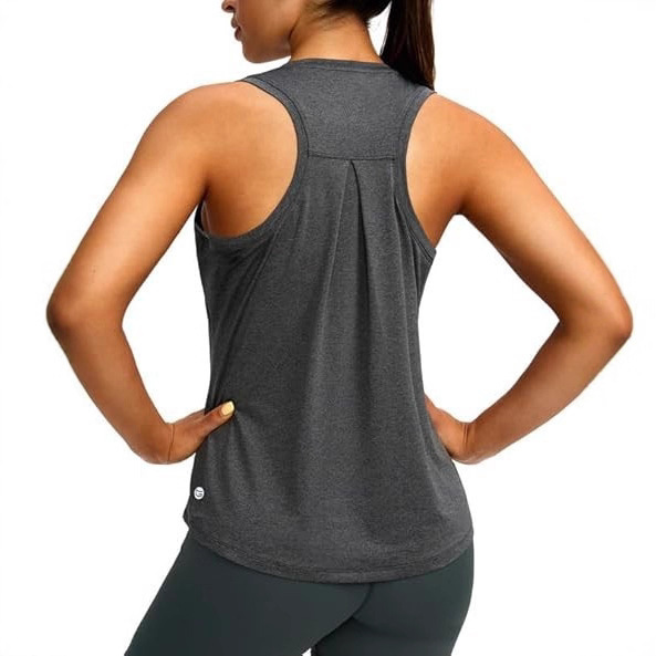 2025 European and American Women's Fitness Tops Racer Vest Sports Vest Sleeveless Loose Yoga Running Fitness Shirt