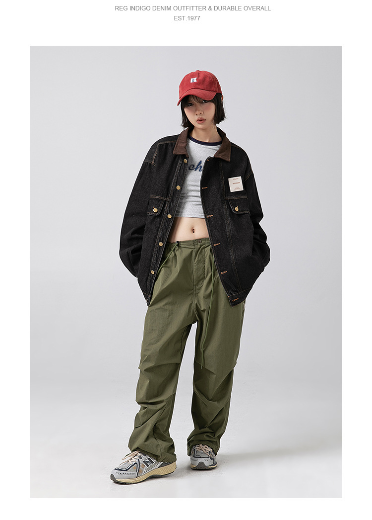 Title 4, Color Stitching Turnover Neck Profile Pocket De...