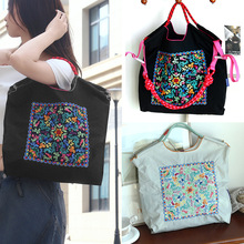 波西米亚风格刺绣单肩包大容量包包女时尚绣花托特包休闲百搭斜挎