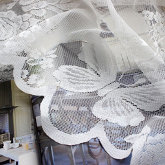 歐式田園蝴蝶成品窗紗蕾絲三角簾窗簾半簾廚房臥室簾門帘弧形簾