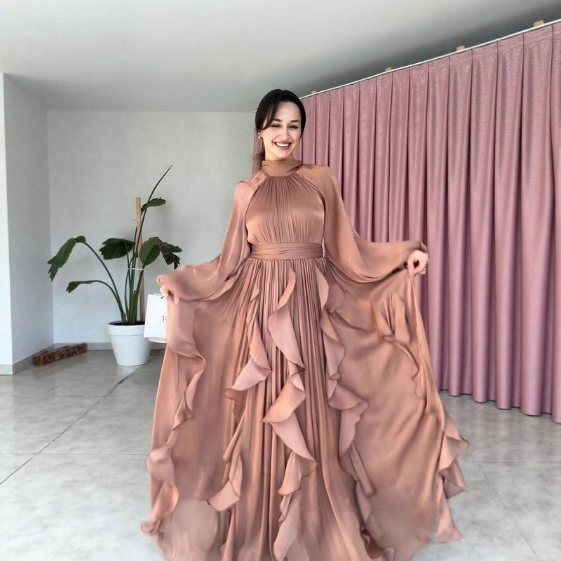 Cross-Border Popular Niche Design Ruffled Waist-Cinching Dress for Women, New Spring Style, Elegant and Graceful Long Dress with Ribbons Cross-Border Popular Niche Design Ruffled Waist-Cinching Dress for Women, New Spring Style, Elegant and Graceful Long Dress with Ribbons