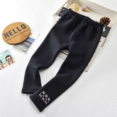 Three Little Rabbit Girls' Thicker Fleece Lined Leggings with Oolong New Children's Thick Cotton Pants Composite One-Piece Fleece