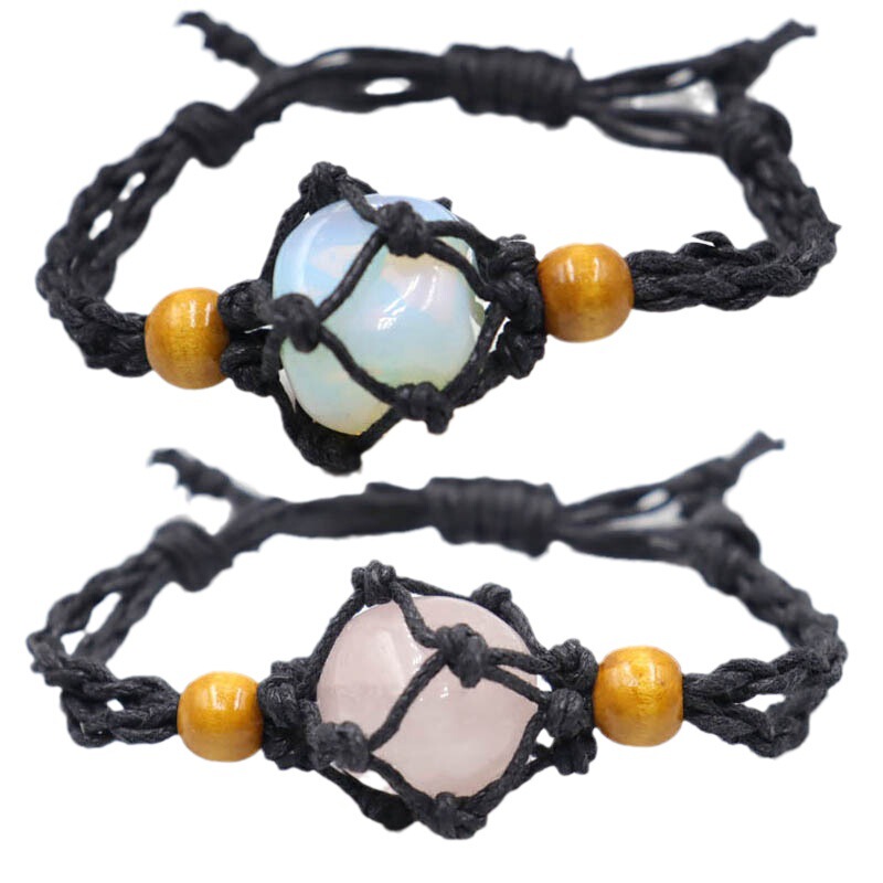 Natural Stone Mesh Woven Bracelet Adjustable Stretch Mesh Handmade Woven Mesh Holder Mesh Rack Wholesale