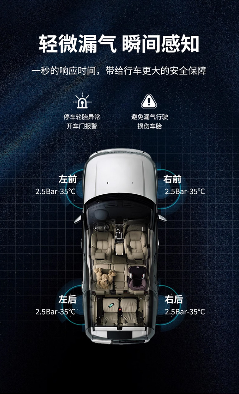 Cross-Border T14 Time and Temperature Display Large Screen Tire Pressure Monitor Built-In External Car Universal Wireless Solar