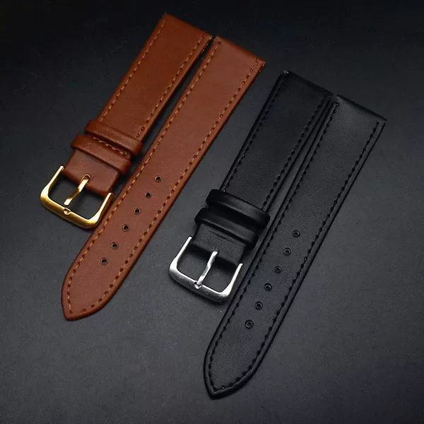 Watch Accessories Leather Strap PU Strap Pin Buckle Men's and Women's Strap Student Strap Elderly Black Brown 12mm 20mm