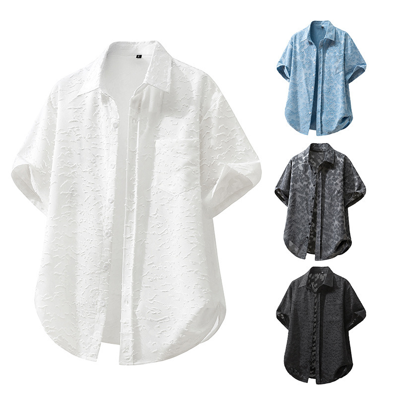 taglia 2026 Camicia da spiaggia da uomo vintage a maniche corte, stile europeo e americano, nuova, vintage, effetto invecchiato, taglia C100_voghion.com