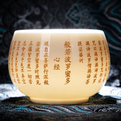 菩提心経茶杯個人専用高級羊脂玉主人杯プレゼント