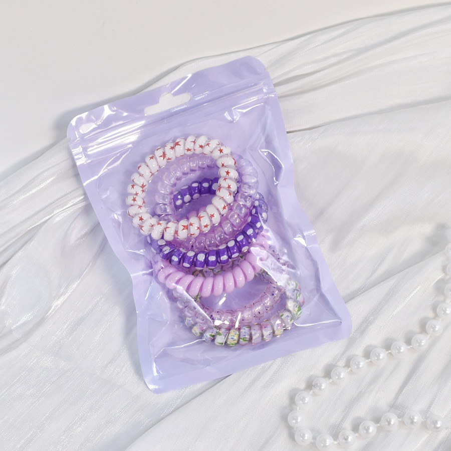 35g Weight Telephone Cord Hair Tie Hair Accessories Type 1 Set Quantity Holiday, Daily Occasion Plastic Material Color Block Pattern Women's Gender Simple Style, Classic Style Style Women's Simple Style Classic Style Color Block Plastic Telephone Cord Hair Tie 11