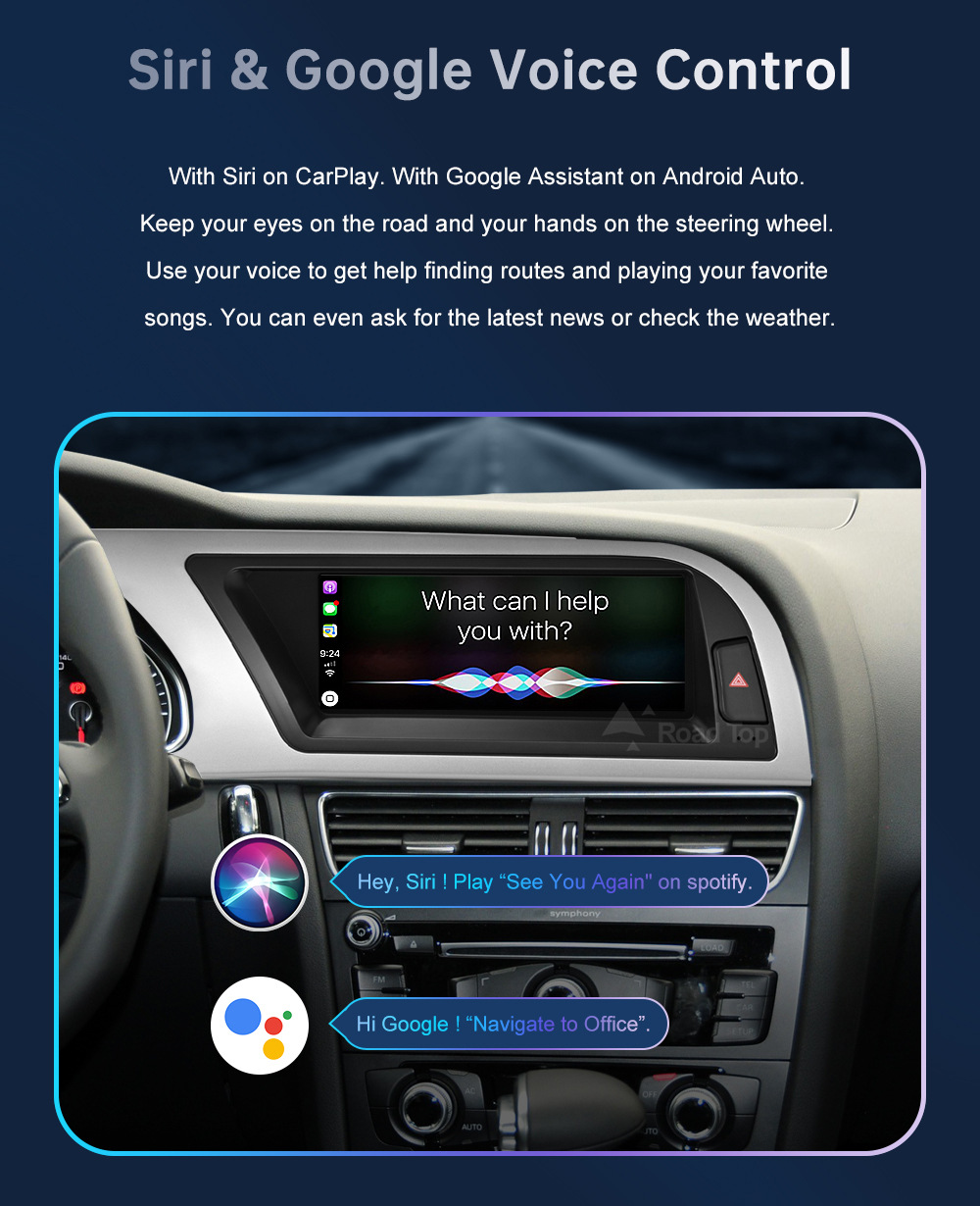 8.9 inch wireless CarPlay display for A4 A5 2009-2012 radio player