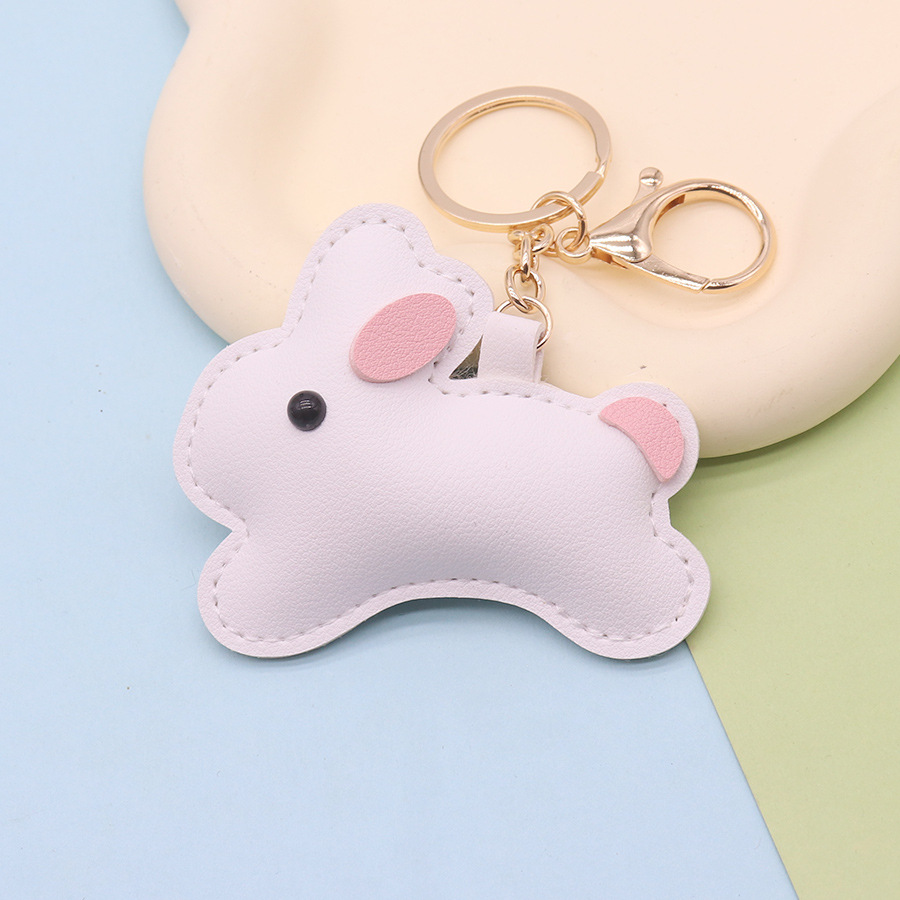 Conejo blanco pequeño (hebilla de cadena dorada)