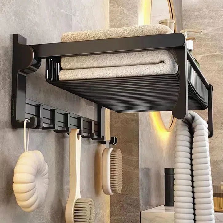 毛巾架免打孔浴室置物架收纳杆墙上壁挂式厕所卫生间太空铝浴巾架