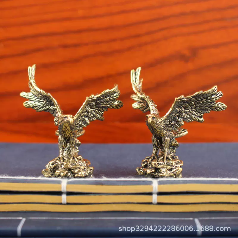 黄铜老鹰办公室桌面摆件装饰大鹏展翅老鹰玄关摆设黄铜工艺品摆件