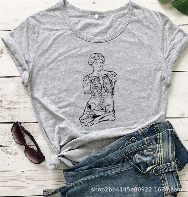 Armless sculpture, T-shirt men and women same style printed letters European and American street short sleeve