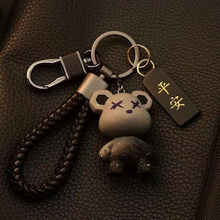 High-End Anti-Drop Durable Bear Keychain for Men and Women, Couple Cartoon Cute Starry Sky Car Keychain Pendant Key