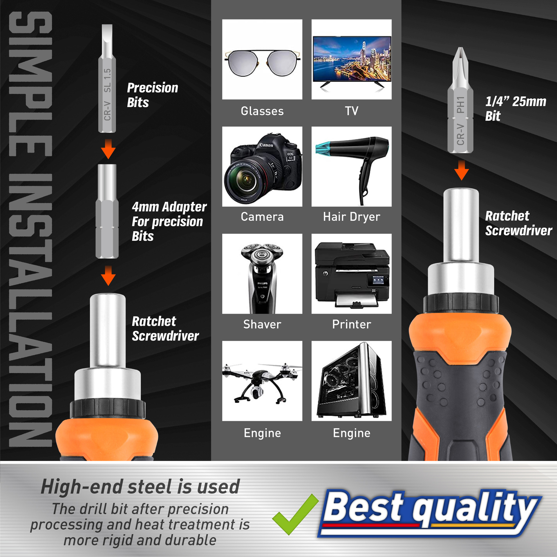 22 - en - 1 destornillador de trinquete multicabeza un destornillador de ciruela cruzada una pieza