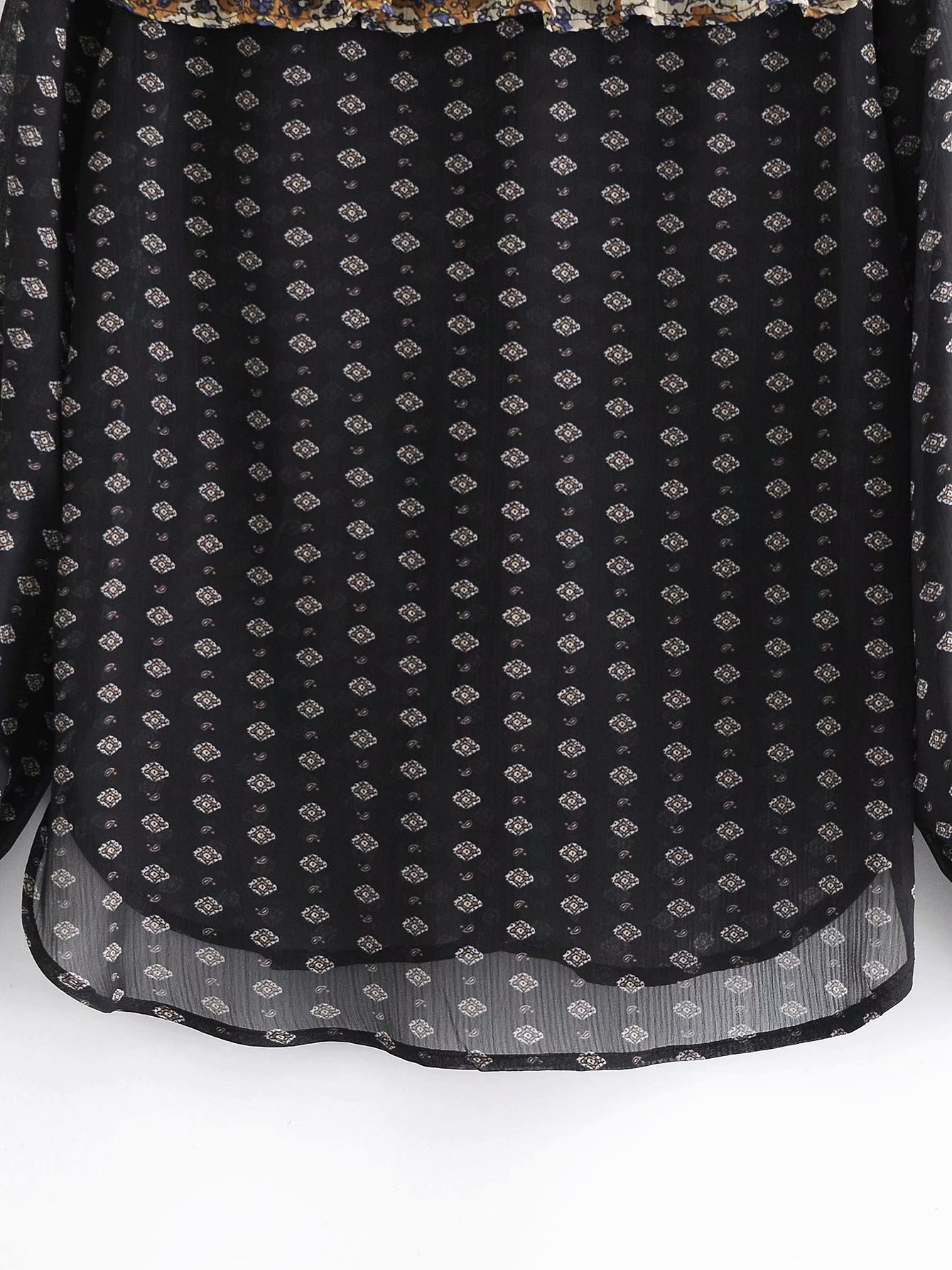 printing ruffled chiffon shirt NSAM20687