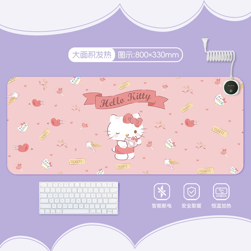 Hello kitty, table mat writing, table teaching laptop, mouse