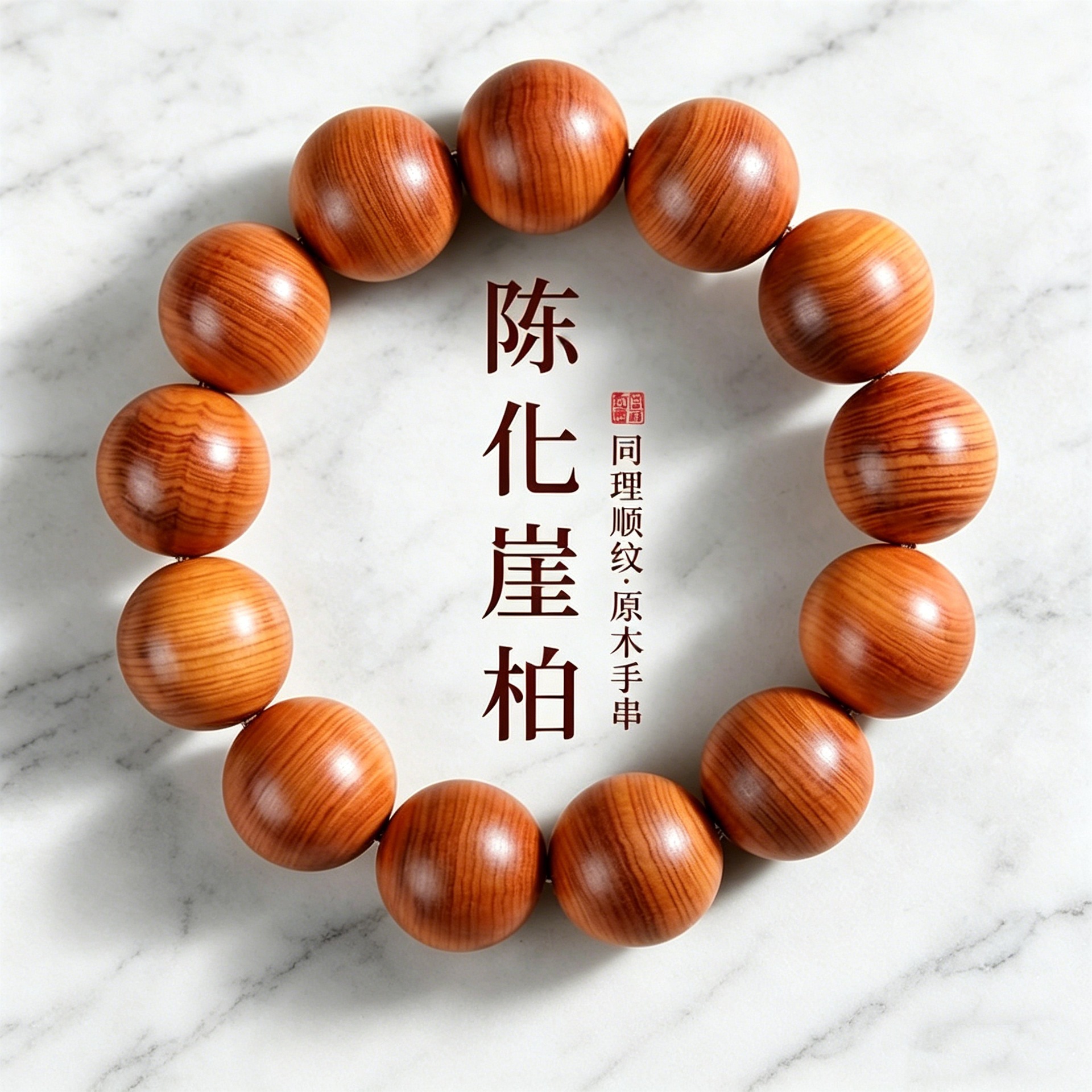 太行陈化崖柏手串高油红油横纹老料文玩佛珠男士盘串木质手链