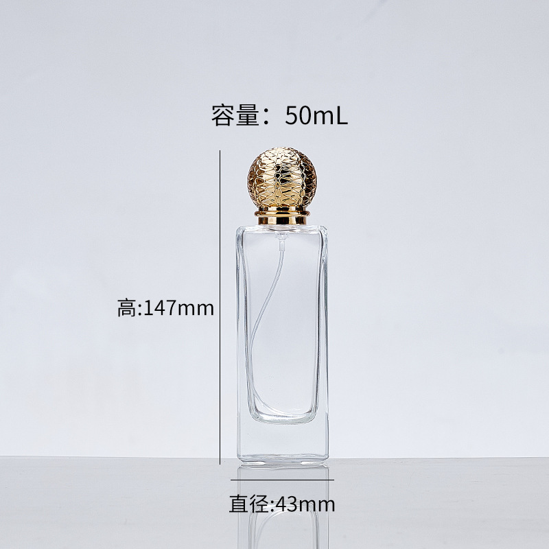 卸売 50 ミリリットルクリスタル透明ガラス香水瓶プレススプレー家庭用香水詰め替え空ボトル印刷可能なロゴ|undefined