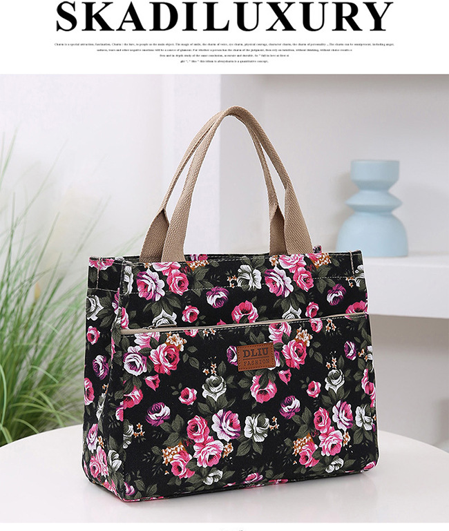 New Portable Canvas Large Bag Office Worker Tote Bag Ethnic Style Bag Large Capacity Document Bag